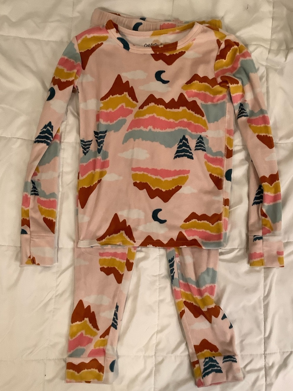 Cat & Jack Pink Mountain & Moon Pajama Set - Multicolor Print